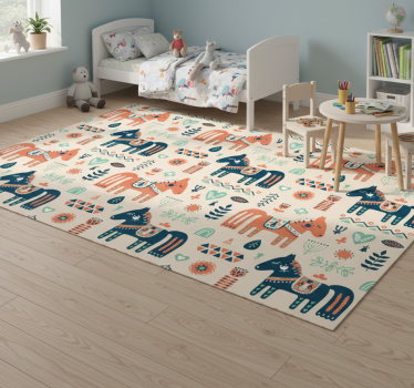 Vinil szőnyeg állat - nordic levelek bézs háttéren - TenStickers