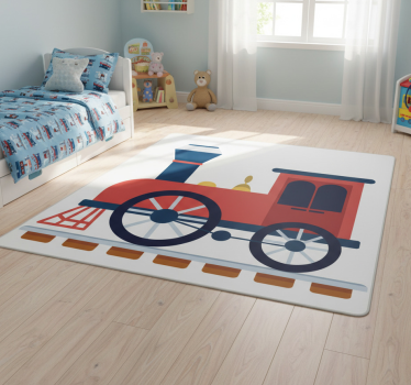 Régi piros vonat vinil szőnyeg gyerekeknek - TenStickers