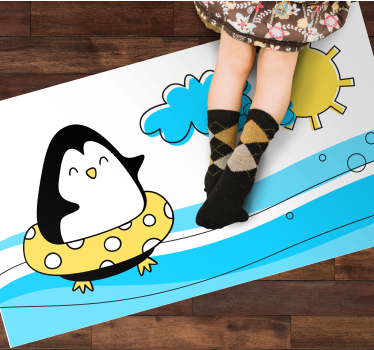 vinil szőnyeg gyerekek játékos pingvin illusztráció - TenStickers