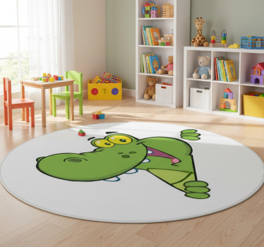 Zöld boldog krokodil vinil szőnyeg gyerekeknek - TenStickers