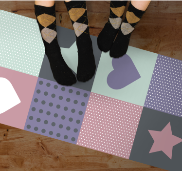 vinil szőnyeg gyerekek patchwork szív csillag - TenStickers