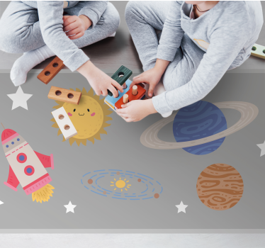 vinil szőnyeg gyerekek űrkaland téma - TenStickers
