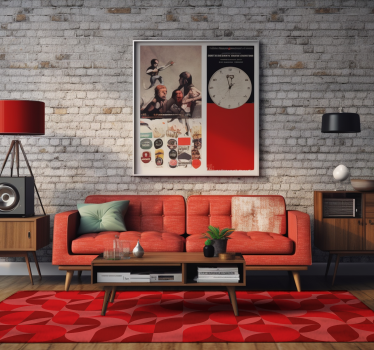 Vinil szőnyeg nappali piros retro - TenStickers