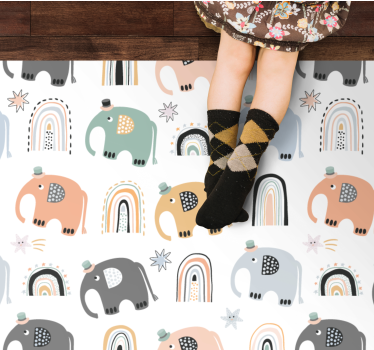 vinil szőnyeg óvodák bájos elefántparádé - TenStickers