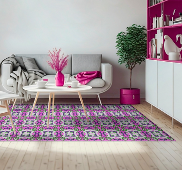 vinil szőnyeg szüret rózsaszín hidraulikus csempe - TenStickers