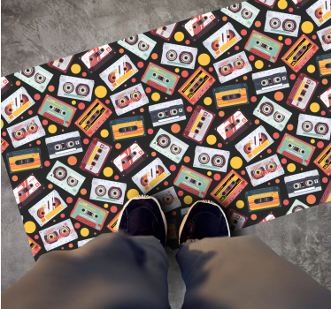 Vintage rajzfilm kazetta téglalap alakú juta szőnyeg - TenStickers