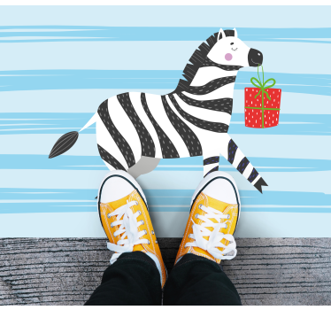 Zebra ajándékkal vinil szőnyeg állat - TenStickers