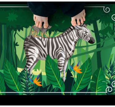 Zebra és majom vinil szőnyeg állat - TenStickers