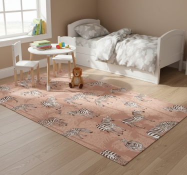 Zebra és pálmák barna vinil szőnyeg állat - TenStickers