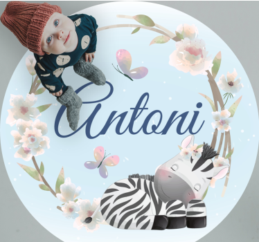 Névvel ellátott bébi zebra vinil szőnyeg óvodák - TenStickers