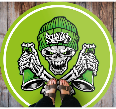 Zöld koponya szemüveg graffiti kortárs szőnyegek - TenStickers