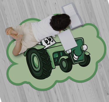 Zöld traktor gyerek vinyl szőnyeg - TenStickers