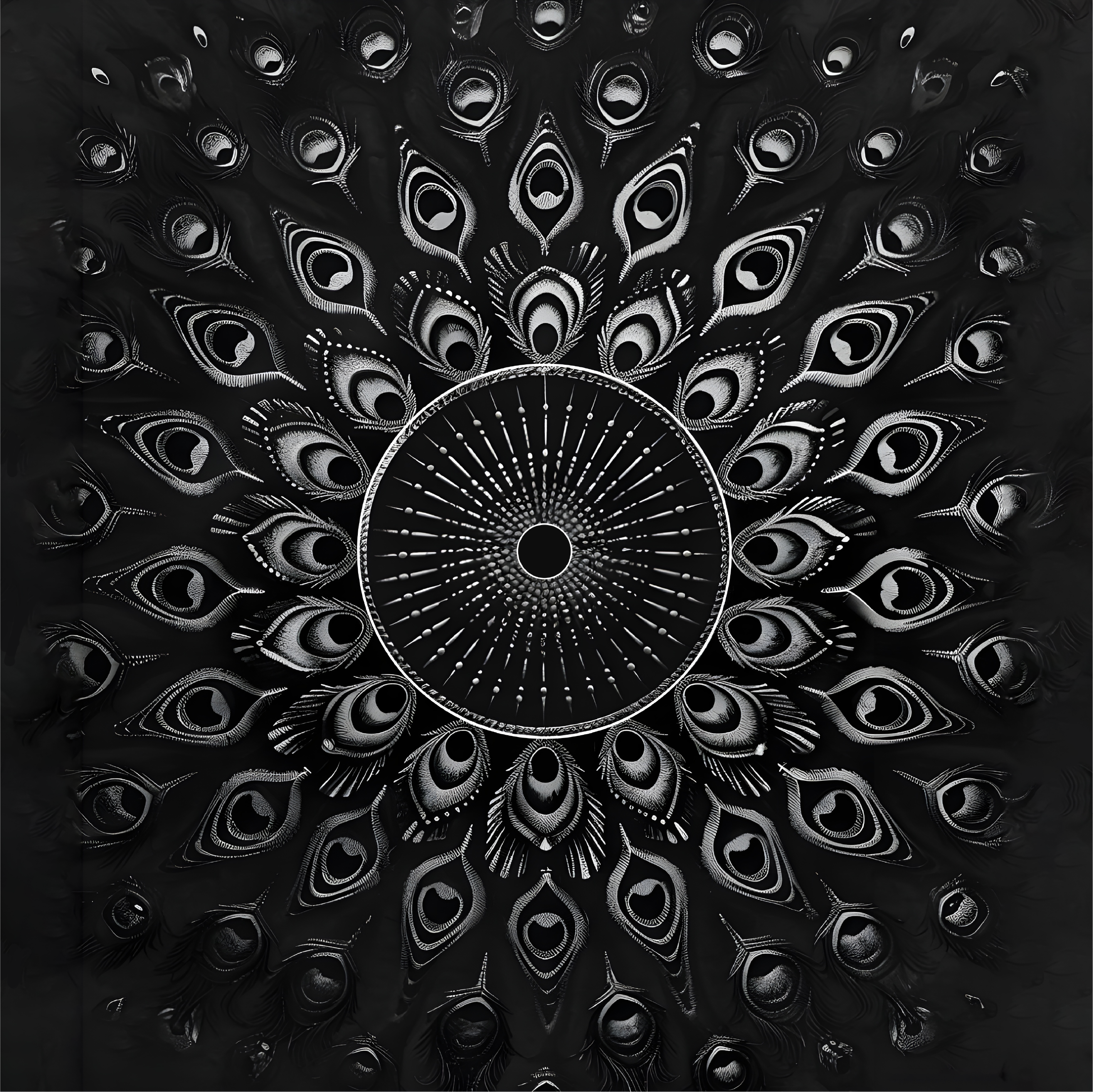 Pávatollak Vinil szőnyeg fekete - TenStickers