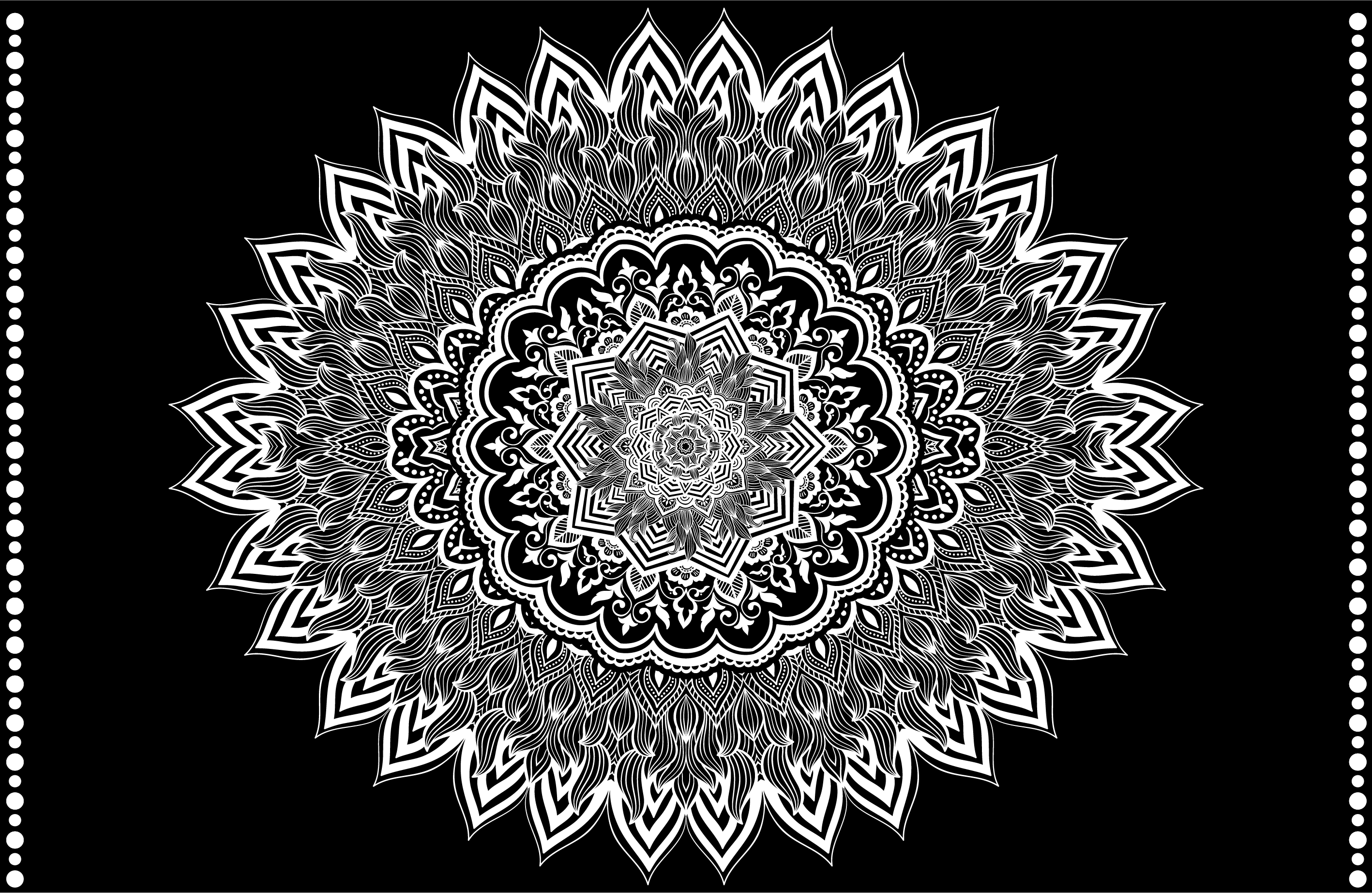 Virágos mandala design Vinil szőnyeg fekete - TenStickers