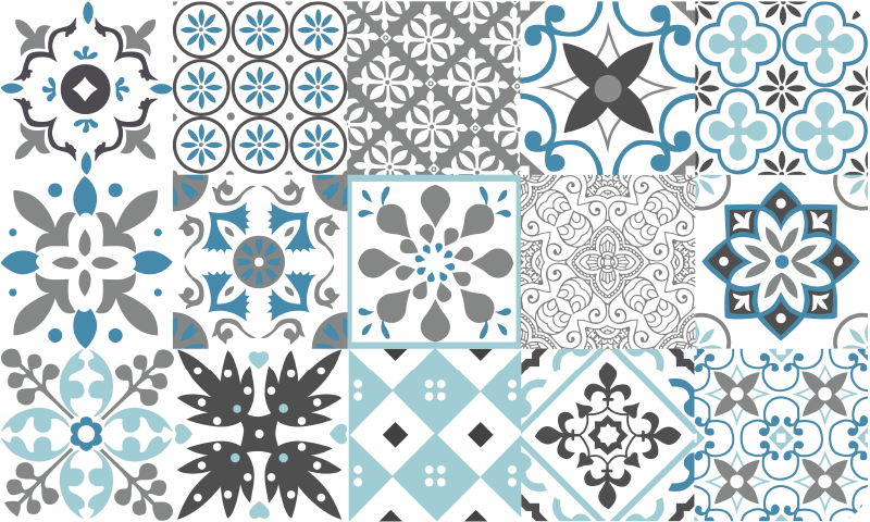 Kék mozaik vinil szőnyeg konyha - TenStickers