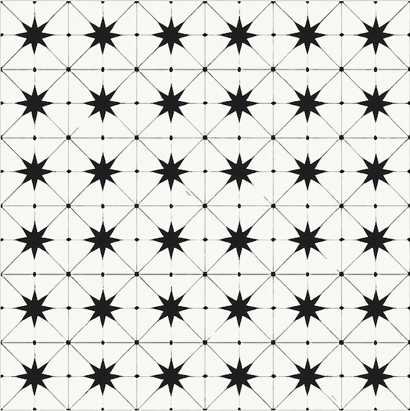 Enkaustikus csillagminta vinil szőnyeg étkező - TenStickers