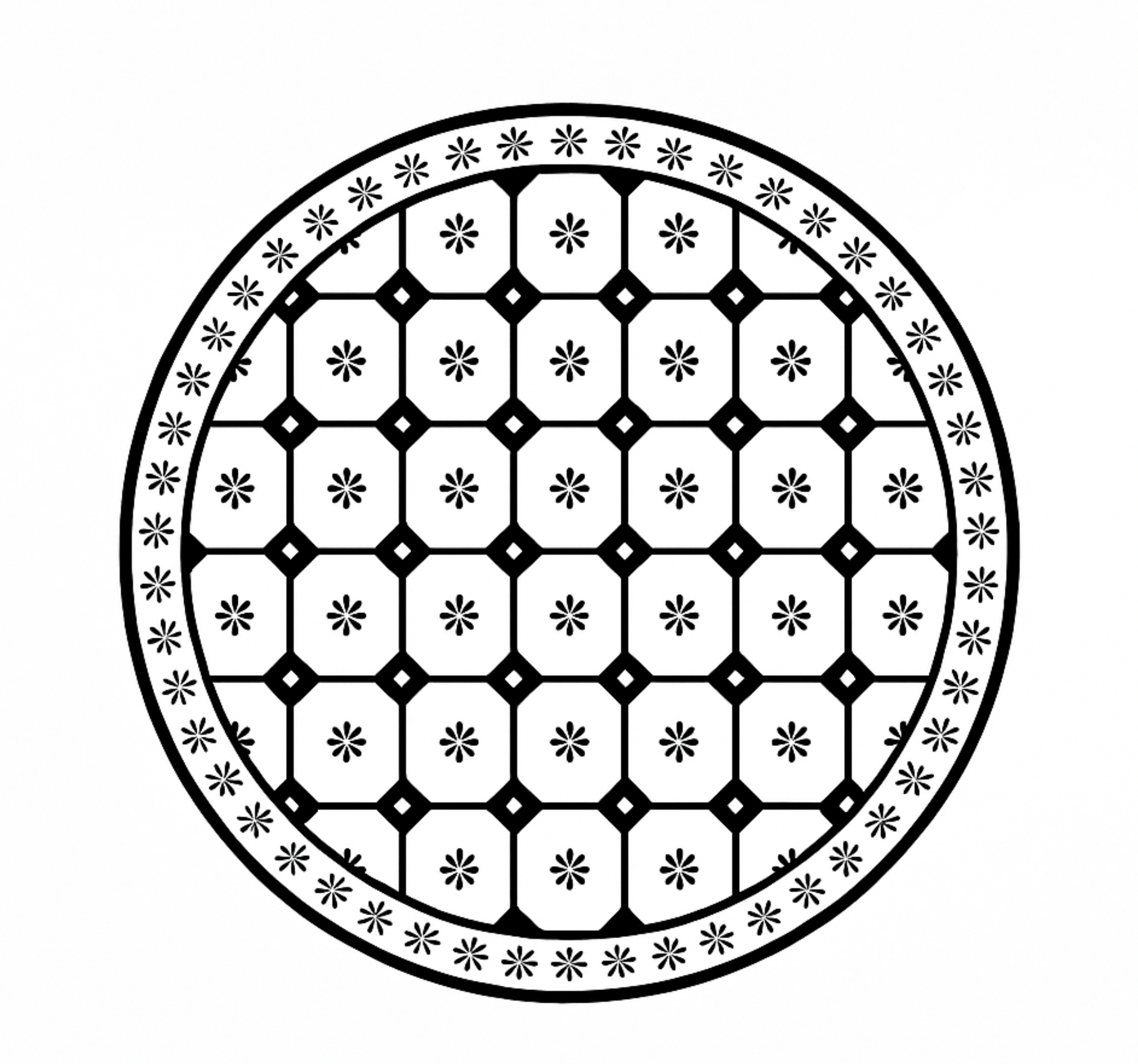 Fekete-fehér csempe minta vinil szőnyeg étkező - TenStickers