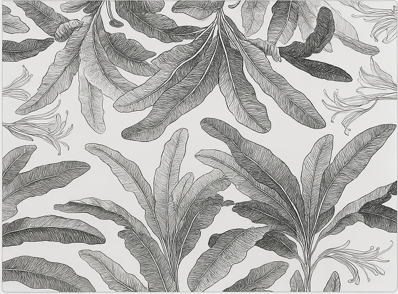 Elegáns szürke pálmák vinil szőnyeg konyha - TenStickers