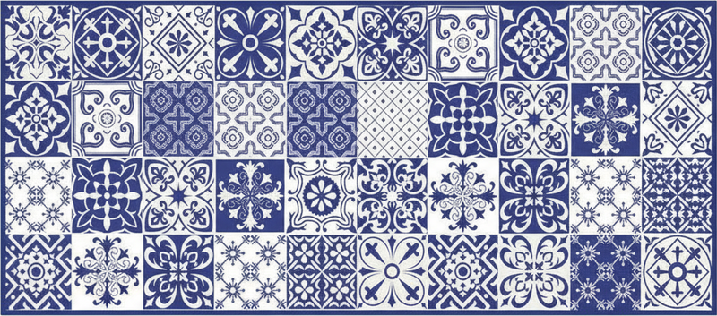 Cobalt porcelán kollázs vinil szőnyeg konyha - TenStickers