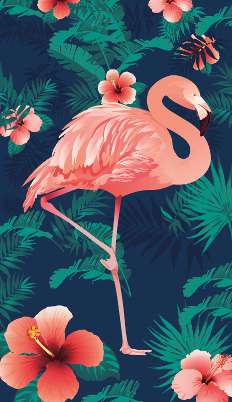 Tropical rózsaszín flamingók vinil szőnyeg állat - TenStickers