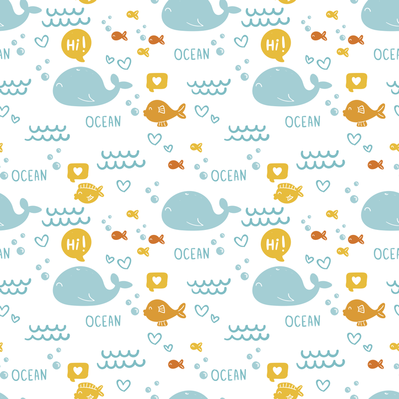 Vidám színes óceáni bútor vinil szőnyeg állat - TenStickers