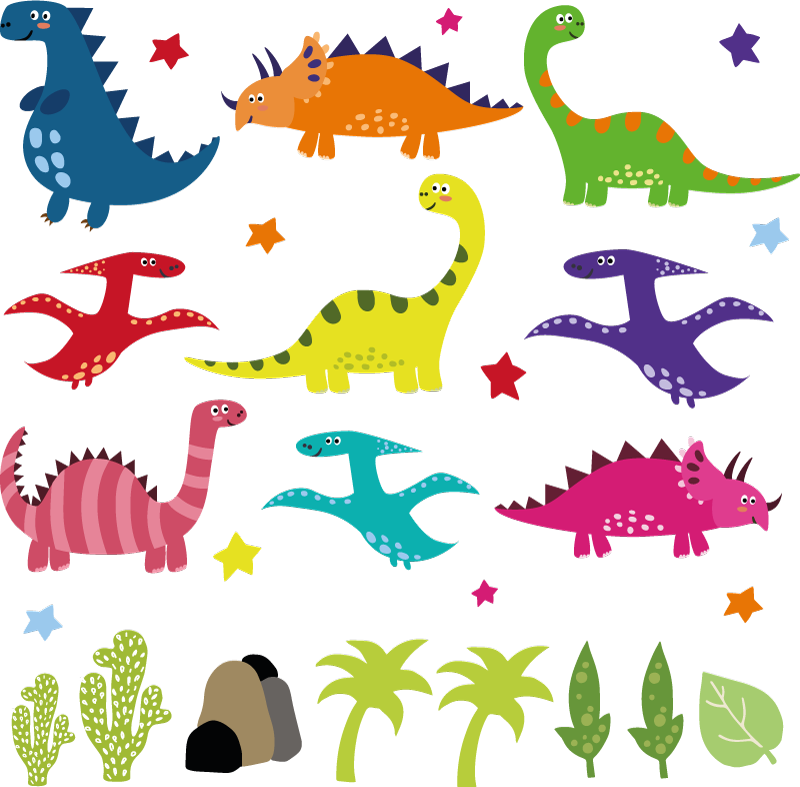 Vinil szőnyeg állat - Északi színes dinoszaurusz mese szett - TenStickers