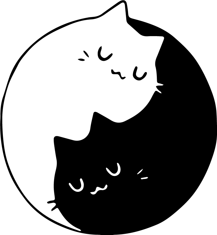 Yin yang macskák vinil szőnyeg állat - TenStickers