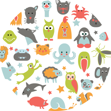 Állatok a körben vinil szőnyeg állat - TenStickers