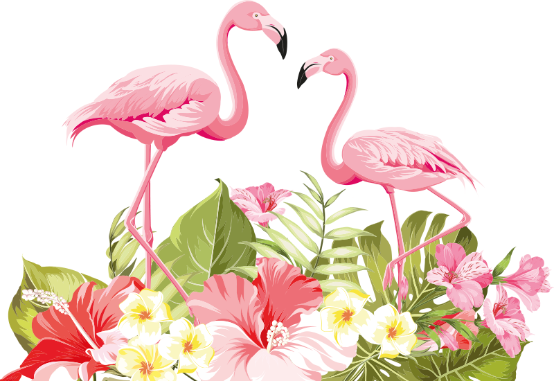 Tropical virág flamingó vinil szőnyeg állat - TenStickers