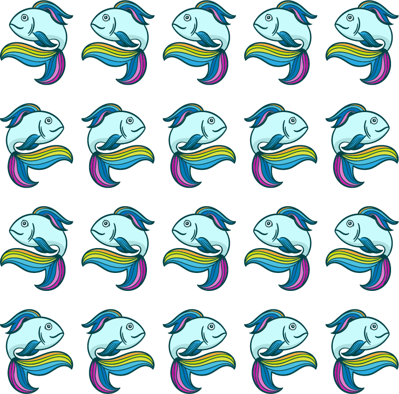 Kék neon hal vinil szőnyeg állat - TenStickers