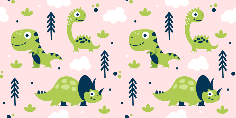 Zöld kis dinoszaurusz vinil szőnyeg állat - TenStickers