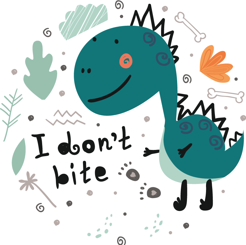 Zöld mosolygó dinoszaurusz vinil szőnyeg állat - TenStickers