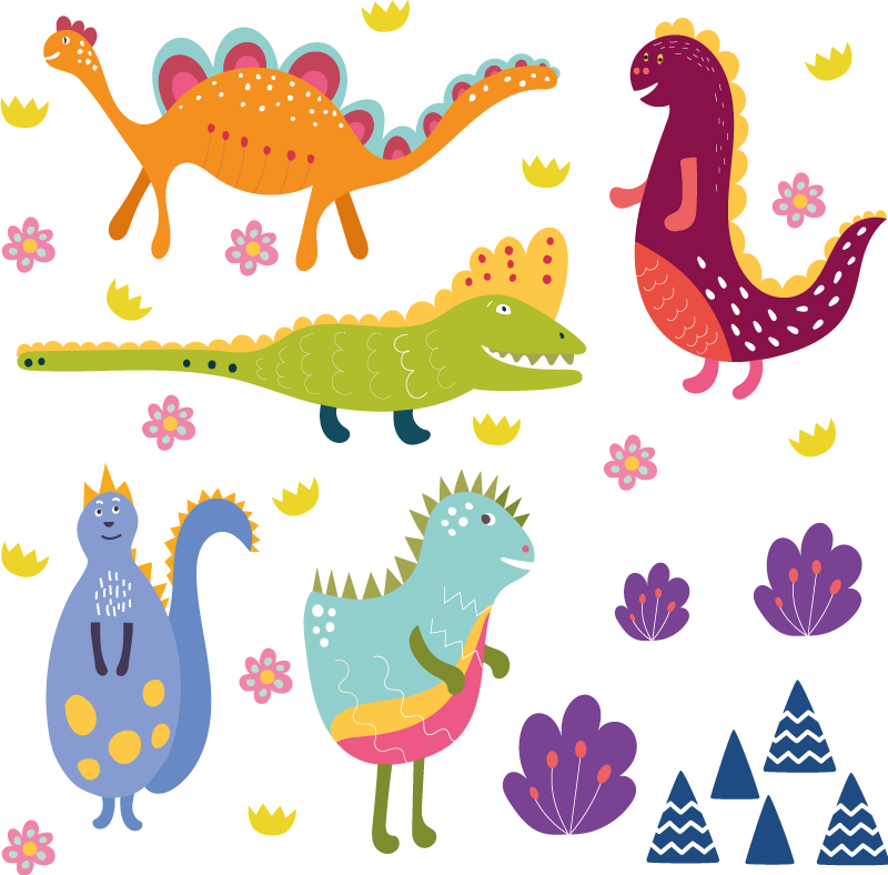 Vinil szőnyeg állat - Északi dinoszaurusz festett szett - TenStickers