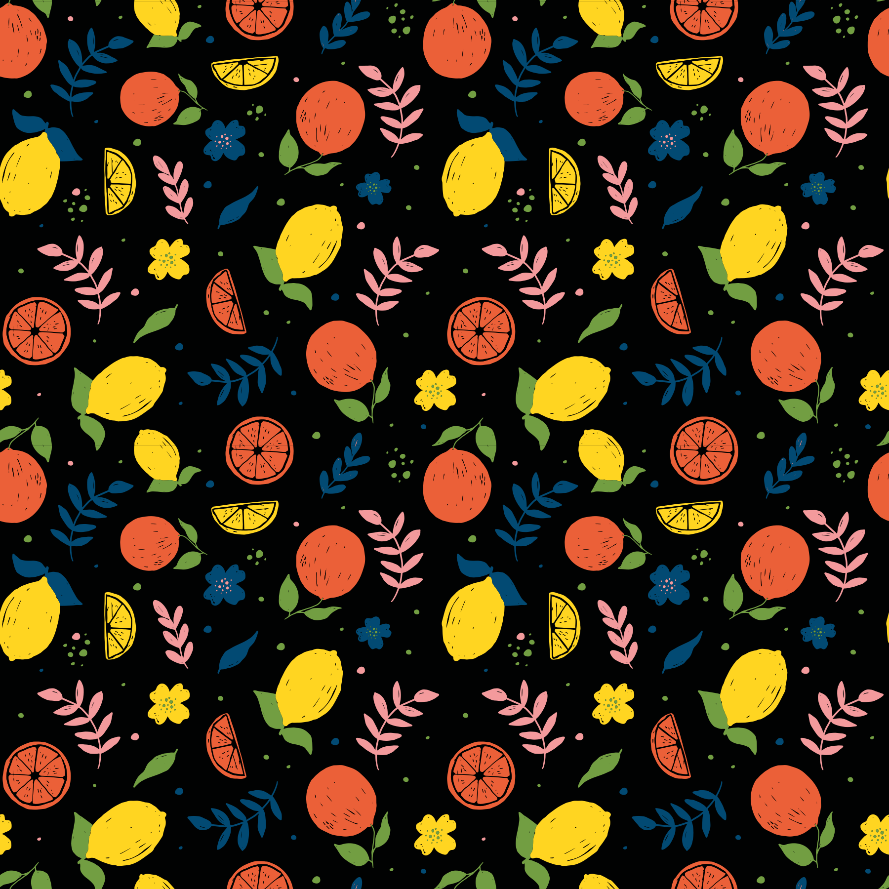 Citrus gyümölcsök levelekkel vinil szőnyeg állat - TenStickers