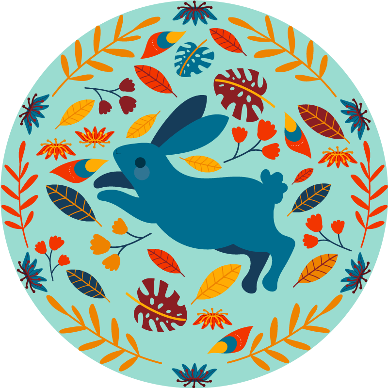 Játékos nyúl illusztráció vinil szőnyeg Állat - TenStickers