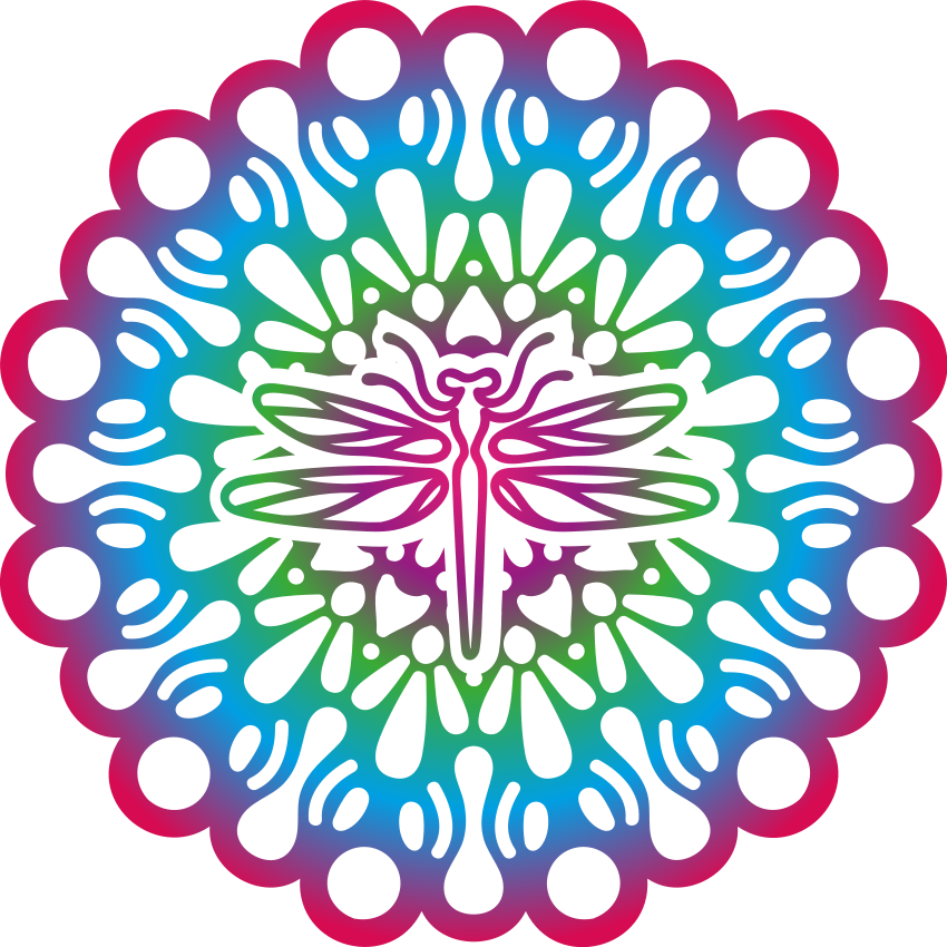 Színes szitakötő mandala vinil szőnyeg állat - TenStickers