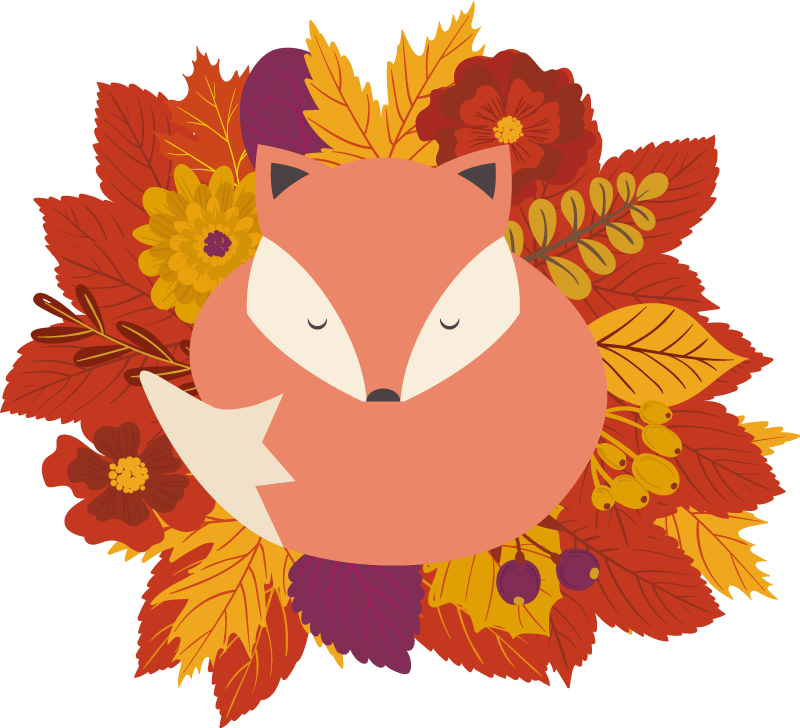 Róka levelekkel vinil szőnyeg állat - TenStickers