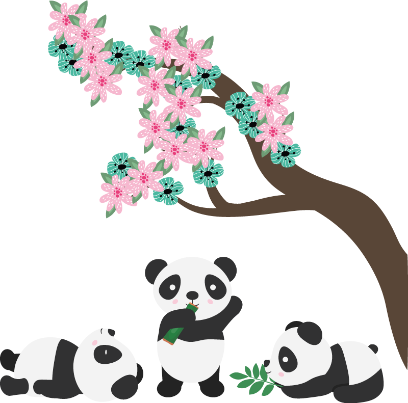 Vidám panda klán vinil szőnyeg állat - TenStickers