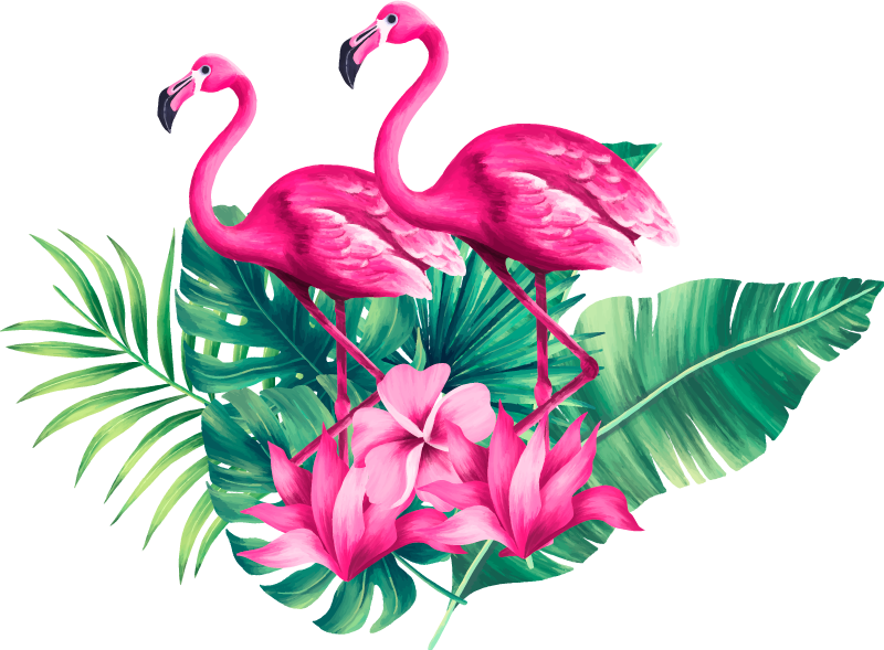 Flamingók és növények vinil szőnyeg állat - TenStickers