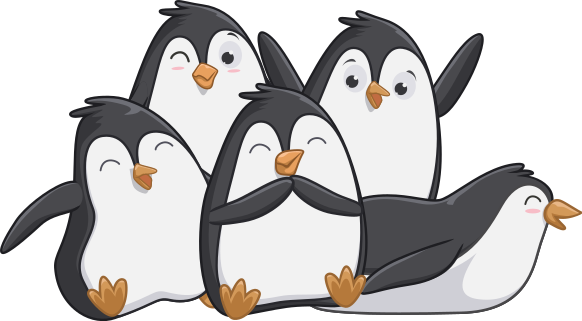 Boldog pingvin család vinil szőnyeg állat - TenStickers