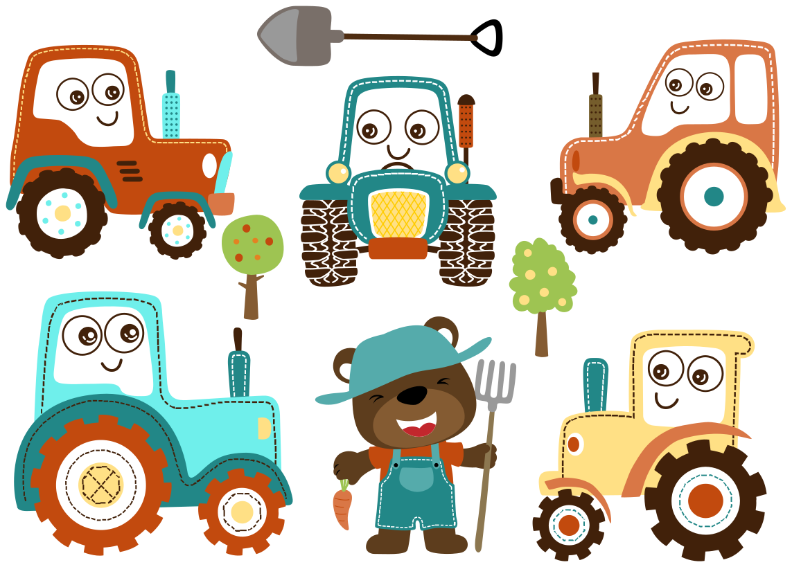 Cuki traktoros karakterek vinil szőnyeg állat - TenStickers