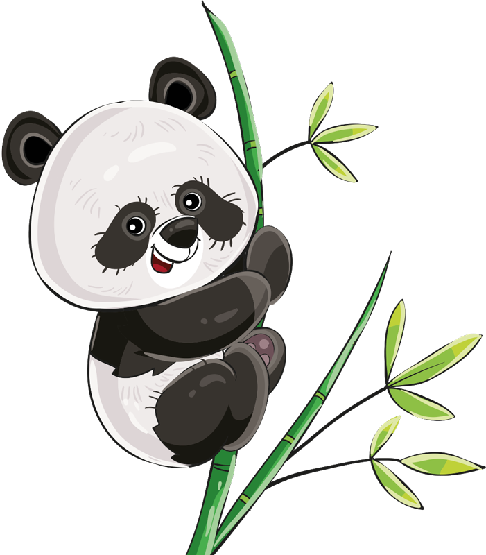 Panda bambuszra mászó vinil szőnyeg Állat - TenStickers