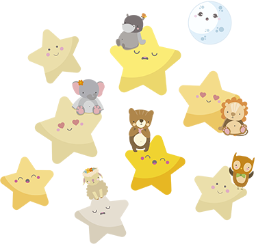 Állatos vinil szőnyeg csillagokkal a babaszobába - TenStickers