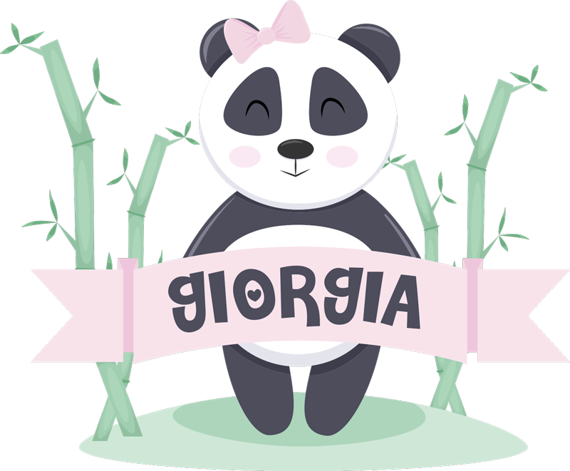 Bébi panda lány névvel vinil szőnyeg állat - TenStickers