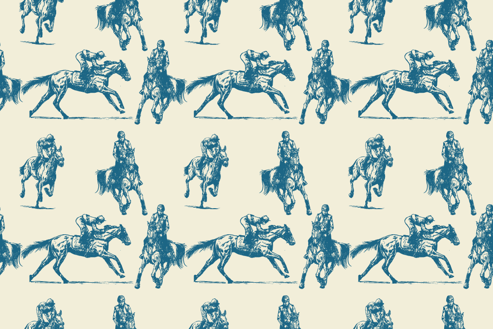 Kék és bézs ló mintás vinil szőnyeg állat - TenStickers