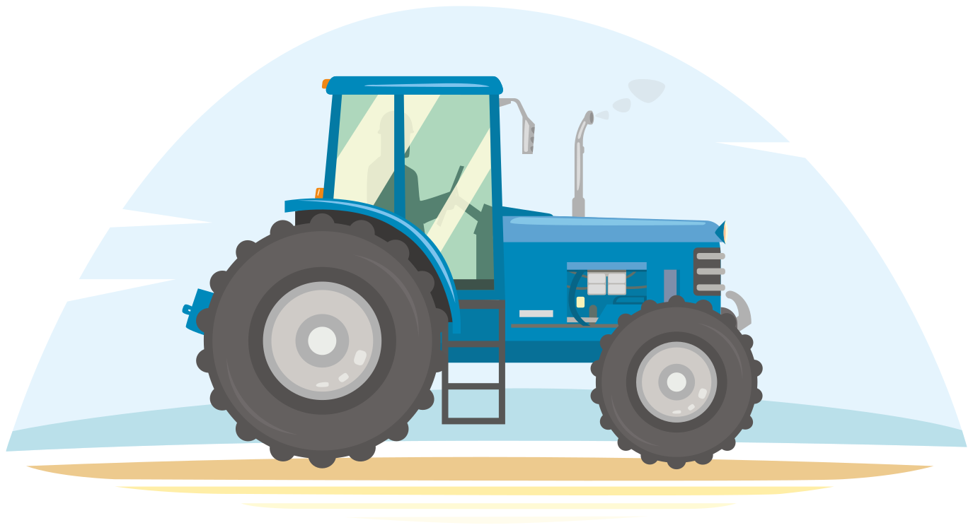 Kék traktor illusztráció vinil szőnyeg Állat - TenStickers