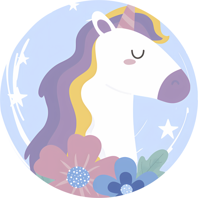 Fényes hajú egyszarvú vinil szőnyeg állat - TenStickers