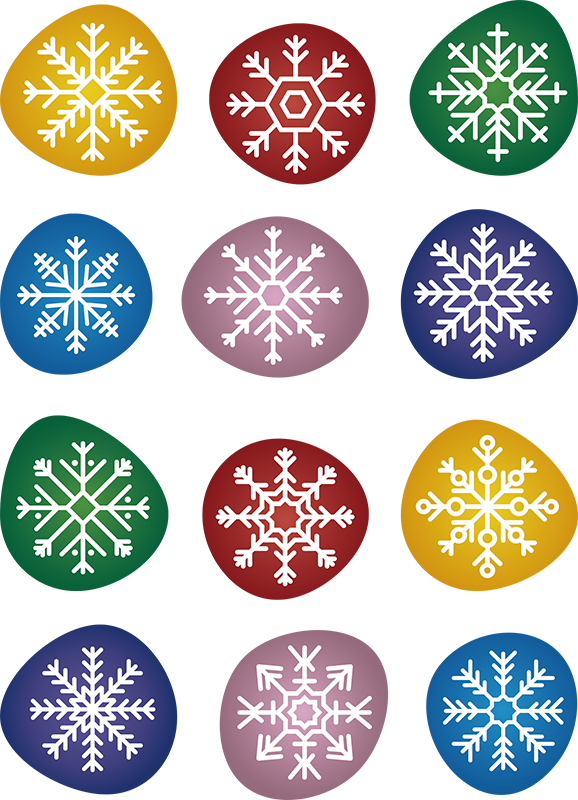 Színes hópehely vinil szőnyeg karácsony - TenStickers