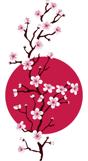 Japán cseresznyefa ágak vinil szőnyeg virágok és növények - TenStickers