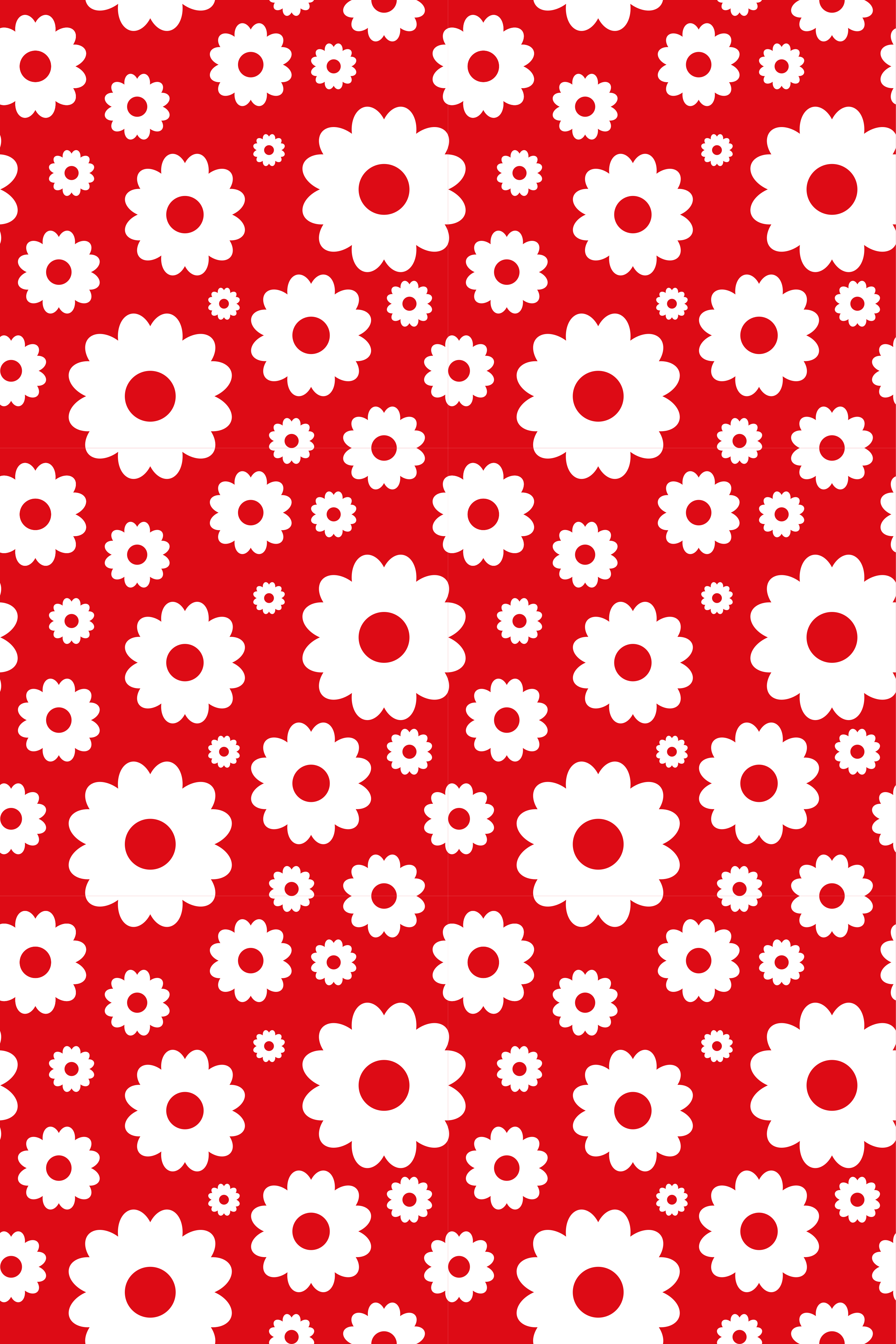 Piros és fehér margaréták vinil szőnyeg virágok és növények - TenStickers